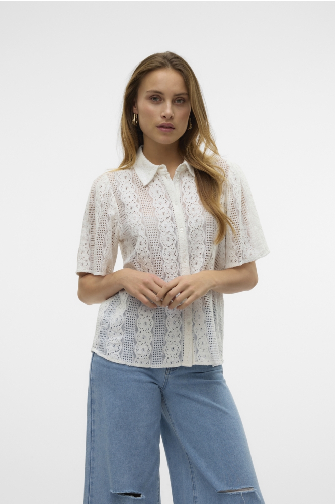 VMDELSIE S/S LACE SHIRT WVN BTQ 10329158 CLOUD DANCER